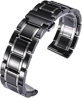 Ceramic Watch Band Universal strap with Quick Release Pins Butterfly Buckle Deployment Clasp Bracelet 14mm 16mm 18mm 20mm 22mm White Black