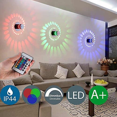 Recessed LED Spotlights Round Corridor RGB Dimmable Downlight Modern 3 W Creative Design Shadow Spiral Rotation Effect Floor Lamp, Ceiling Light Wall Lamp Decorative Remote Control Diameter 10 cm
