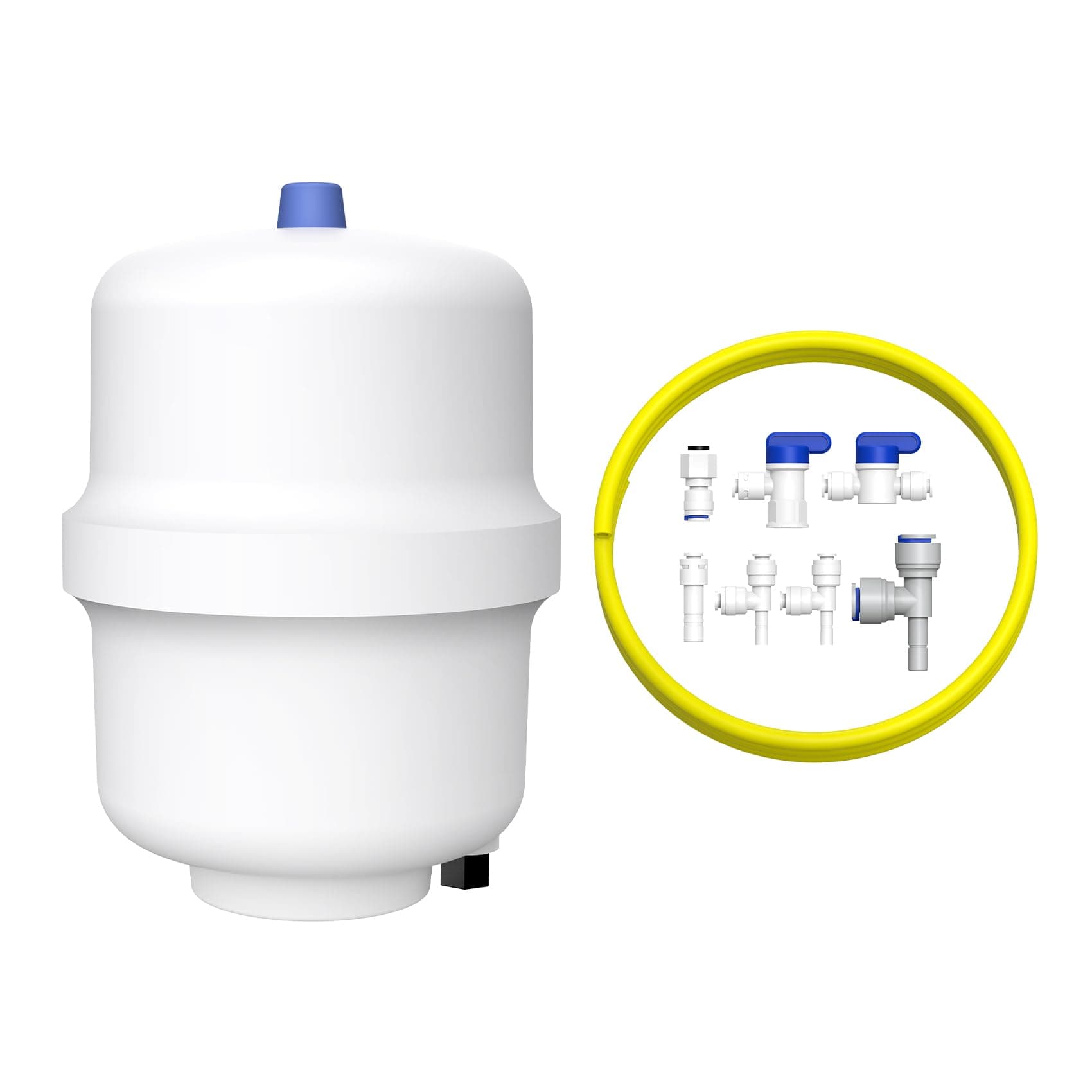 Small Water Pressure Tank for Tankless Reverse Osmosis System, RO Water Storage Tank with Fittings for Refrigerator, Ice Maker, Suitable for 1/4" and 3/8" Water Pipes