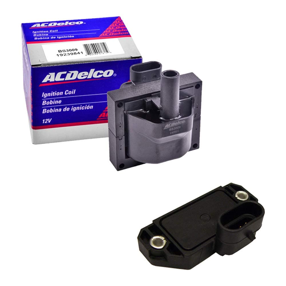 1 OEM Ignition Coil + 1 AD Auto Parts Ignition Control Module For GM Chevrolet Cars & Trucks 95-07 Comptible with 19418996 & 19352931