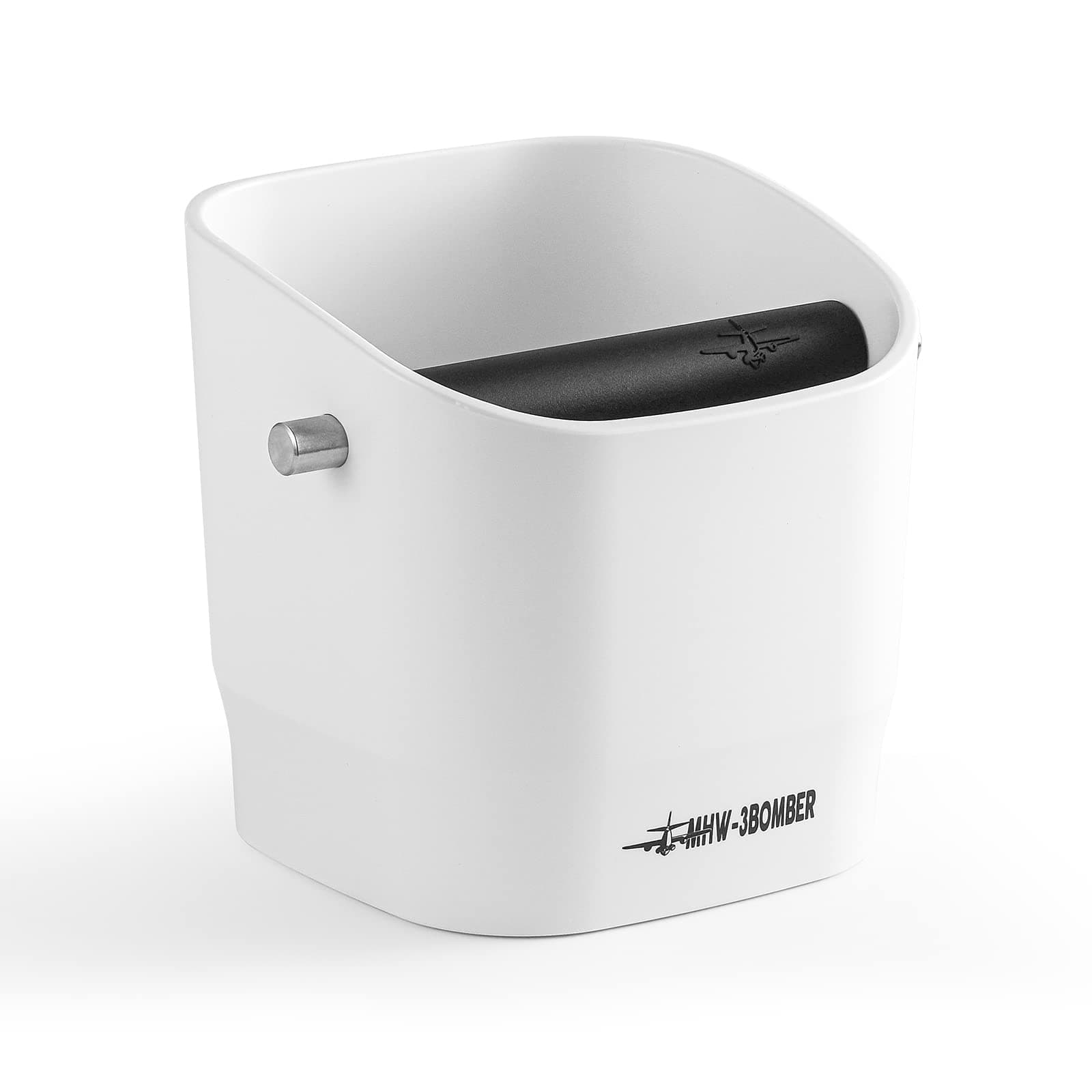 MHW-3BOMBER Mini-Square Knock Box，Non-Slip Espresso Knock Box With Removable Knock Bar (White) GB5961W