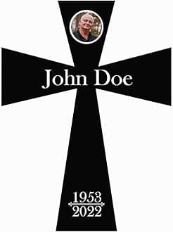 PK Décor Christening Cross Decoration Personalized - Rememberance Gift for Loss of Loved One - Grave Marker for Cemetery with Name - Sympathy Garden Flag - Cross Garden Stake (Cross 4)