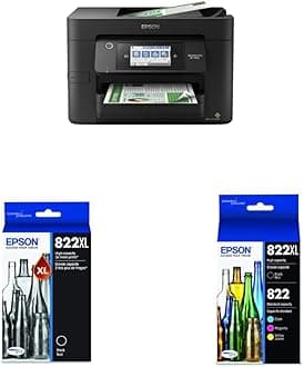 Workforce® Pro WF-4820 Wireless Color Inkjet All-in-One Printer & EPSON T822 DURABrite Ultra Ink High Capacity Black (T822XL120-S) T822 DURABrite Black