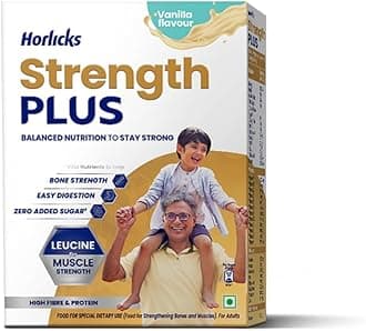 Horlicks Strength Plus- Vanilla| Balanced Nutrition to Regain Strength|High Fibre & Protein,Powder,1 count,350 grams