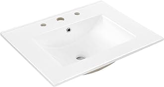 JONATHAN Y SNK1001A Ancillary 3-Hole 24 in. W x 18.25 in. D Classic Contemporary Rectangular Ceramic Single Sink Basin Vanity Top, White