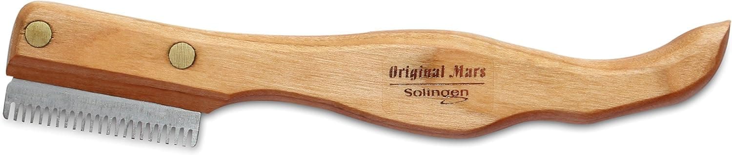 Mars Professional Dog Stripping Knife Grooming Tool with Ergonomic Handle, Specialty Double Usage, Made in Germany, Medium