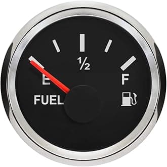 ELING Fuel Level Gauge 0-5V Signal 52mm with Red Backlight 9-32V (Black+Stainless Steel)