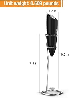 SIMPLETaste Milk Frother Handheld Battery Operated Electric Foam Maker, Drink Mixer with Stainless Steel Whisk and Stand for Cappuccino, Bulletproof Coffee, Latte