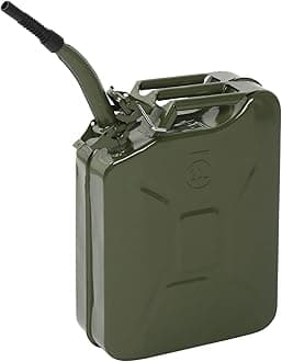 Petrol Can 20L, Jerry Can with Spout, Metal Fuel Can Tank Portable Oil Can Diesel Storage Can for Car Truck Motorcycle Vehicle Off Road Emergency Supply, 5 Gallon Water Jerry Can Container (Green)