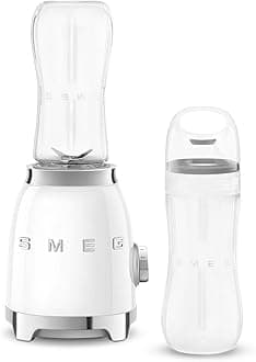 50's Retro Style Personal Blender with Backlit Knob and Two BPA 600 ML Free bottles PBF01WHUS