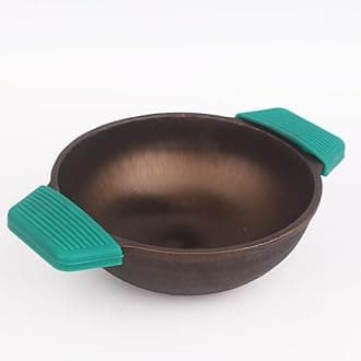 The Indus ValleySuper Smooth Cast Iron Kadai for Deep Frying with Silicon Grip | Medium, 25.4cm/ 10Inch, 2.5Ltr, 2.4kg | Naturally Nonstick, 100% Pure & Toxin-Free, No Chemical Coating