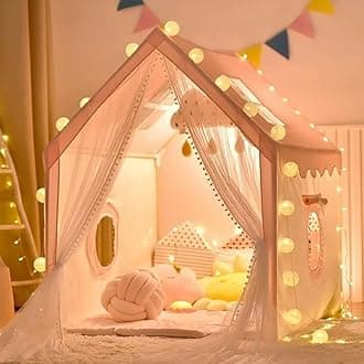 Kids Play Tent With a String of Star Lights Children's Tent Playhouse Indoor Princess Girl Large House Outdoor Playground Children's Birthday Gift