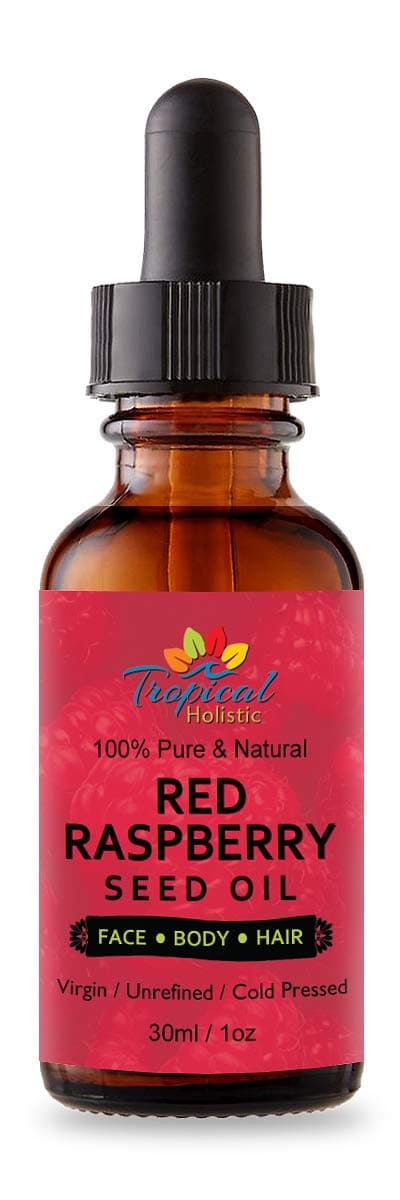 Tropical Holistic 100% Pure Red Raspberry Seed Oil 1 oz, Premium Natural Oil for Face, Skin, Hair, Hands, Anti-Aging, Flavoring, Shaving, Pimples, Neck