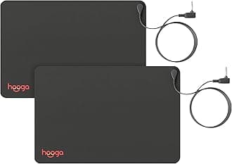Hooga Grounding Mat 2 Pack for Sleep, Energy, Pain Relief, Inflammation, Balance, Wellness. Earth Connected Therapy. Indoor Grounding at Home, Office, Work. 15 Foot Cord Included. Conductive Carbon