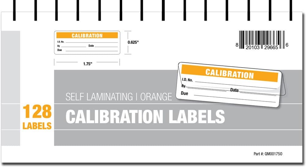 Calibration Labels - Self Laminating with Spiral Bound Cover (Orange)
