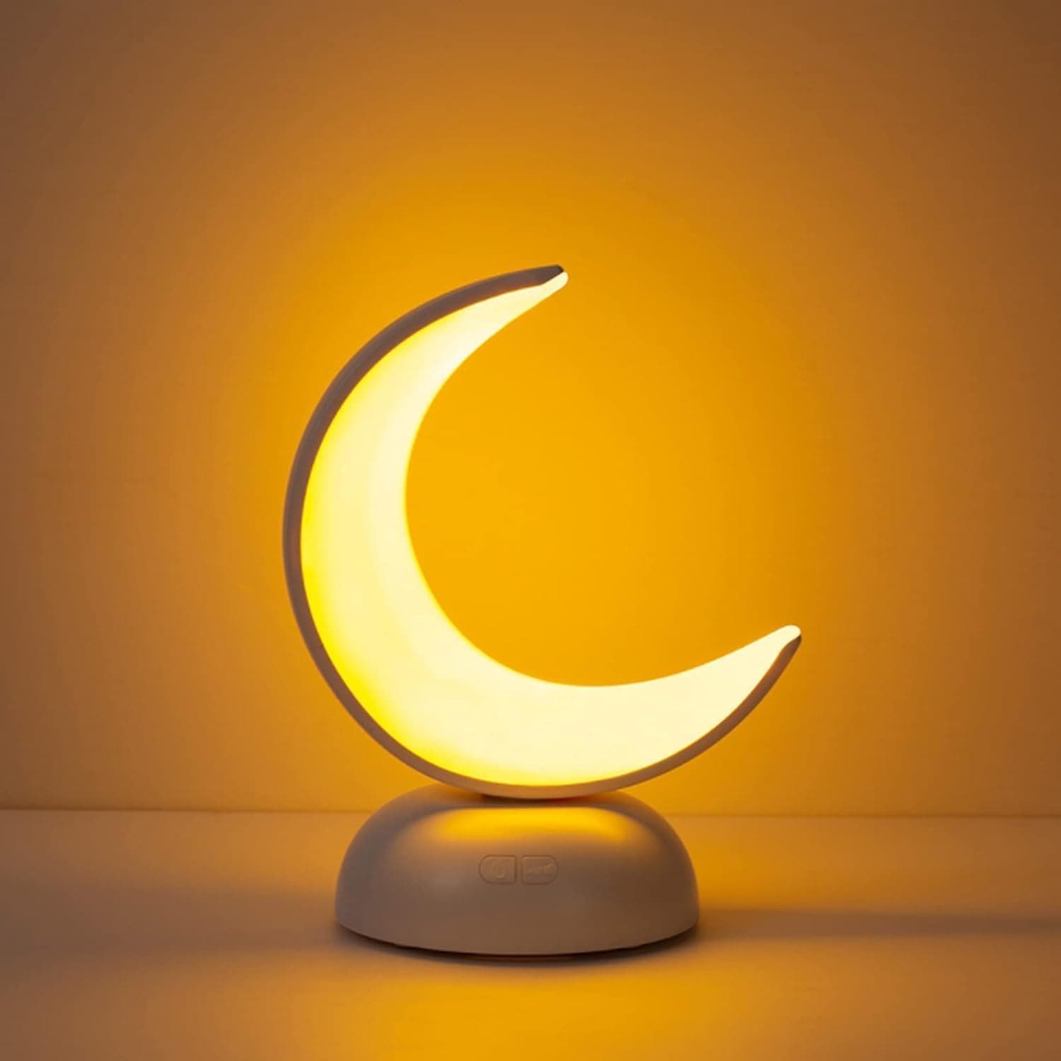 Moon Night Light, LED Half Moon Warm White Two Color Eye Protection Soft Light USB Rechargeable Aromatherapy Table Lamp, for Kids Teens Bedroom Home Illumination Decoration (White)