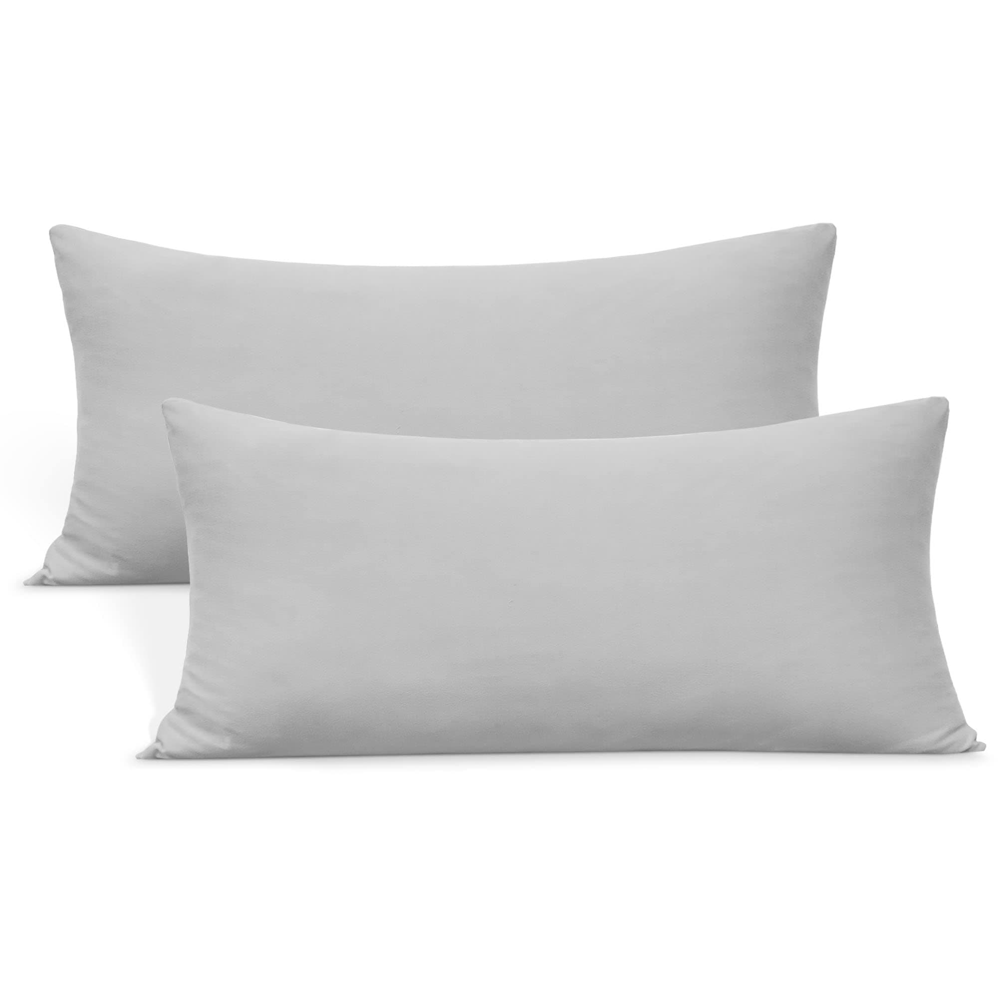 2-Pack Stretch King Pillow Cases - Jersey Knit & Ultra Soft Envelope Closure Pillowcases T-Shirt Like Microfiber Blend - Suitable for 20x36/20x40 King Size Set of 2, Light Gray