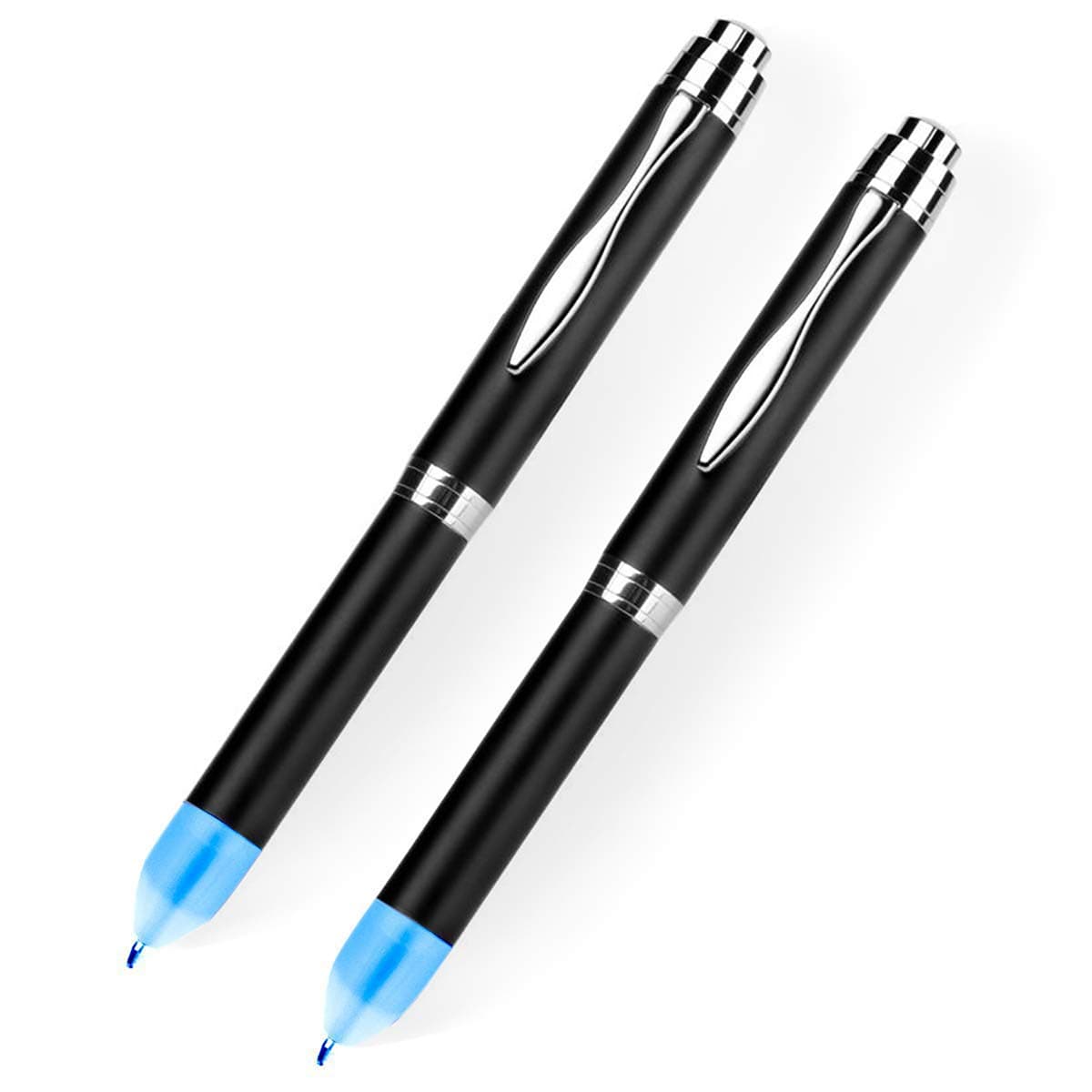 2pcs Pen Light,Metal Pen with Light,AAA Battery Powered Light Up Ballpoint Pen,Two Brightness Settings Frosted Soft Light Led Pen Light for Nurses Lighted Tip Pens for Writing in the Dark-Blue