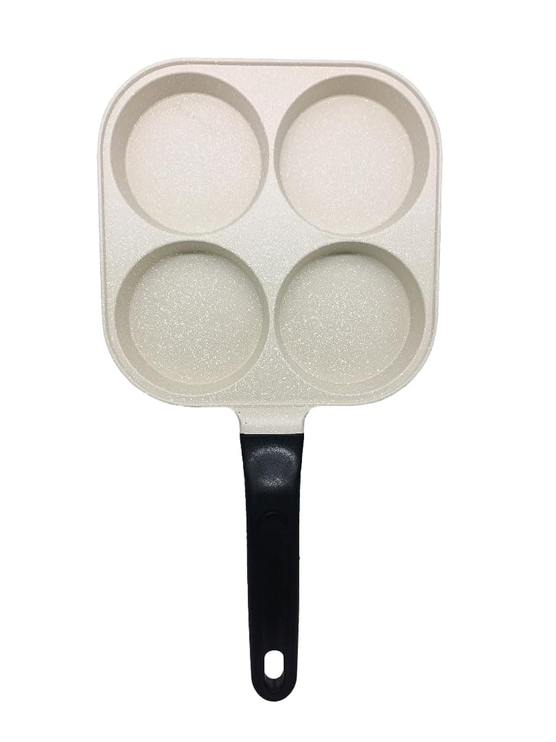 4 Hole Non Stick Egg Frying pan,Multi-Purpose Frying pan for Omelet uttapam,idli Burger Poached Egg Kitchen Breakfast(1pcs) (White)