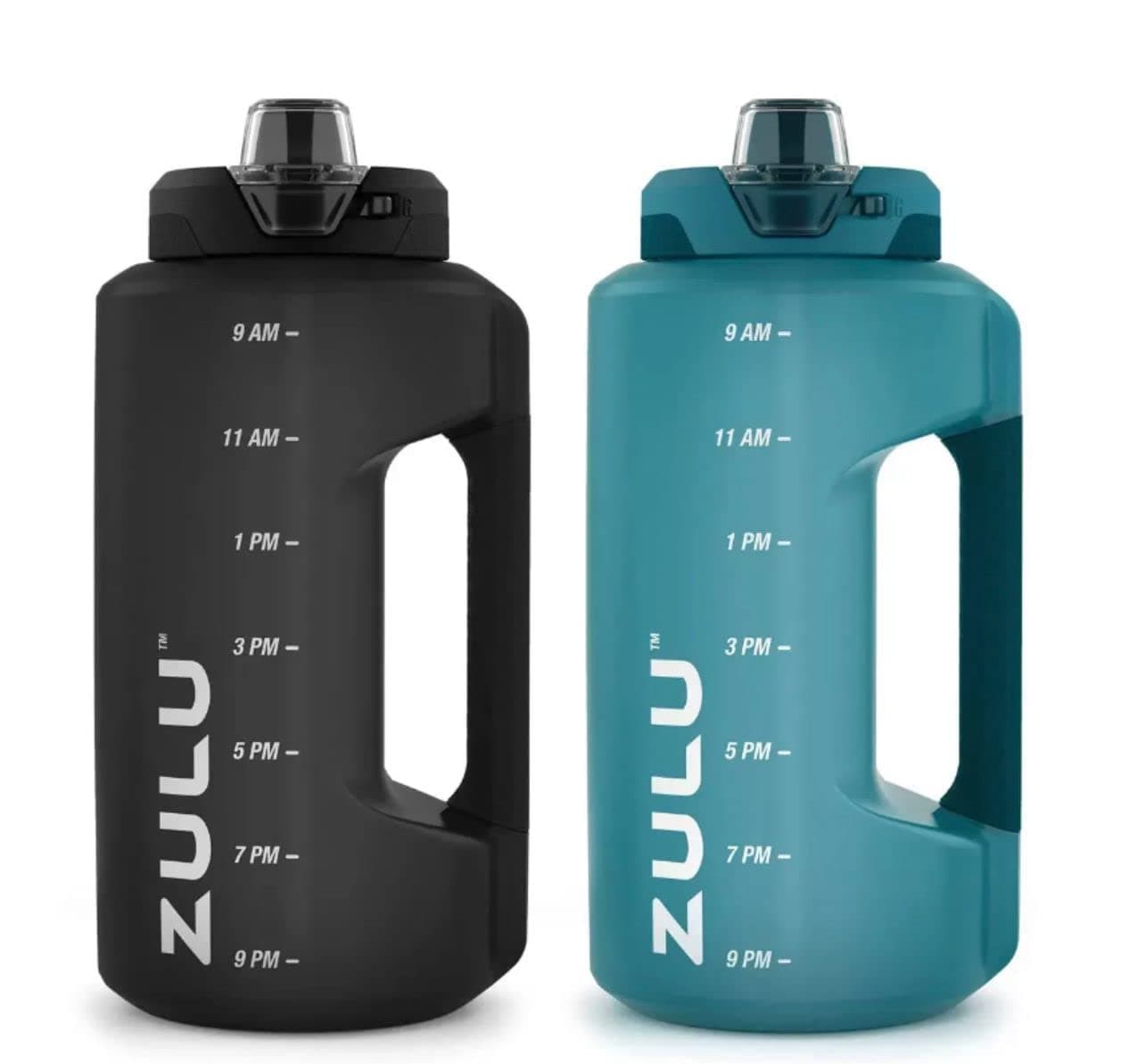 2 HALF GALLON WATER BOTTLE Black and Aqua