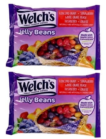 Frankford Welch's Concord Grape, Strawberry, White Grape Peach, Raspberry, and Orange Fruit Flavored Jelly Bean Easter Candy Bag, Set of 2