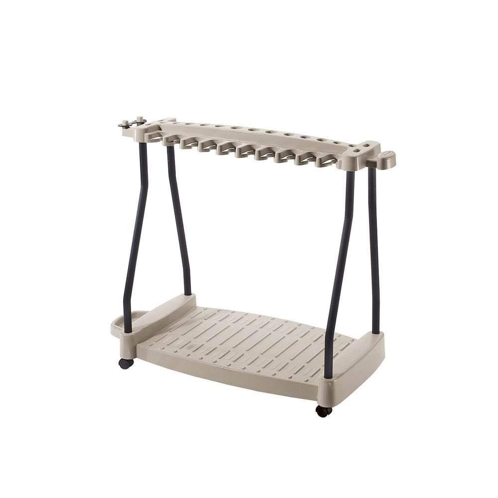 Suncast Tool Cart with Wheels for Easy Transport and Storage of Garden Tools, Power Trimmers, Rakes, and Shovels, Holds Up to 30 Tools