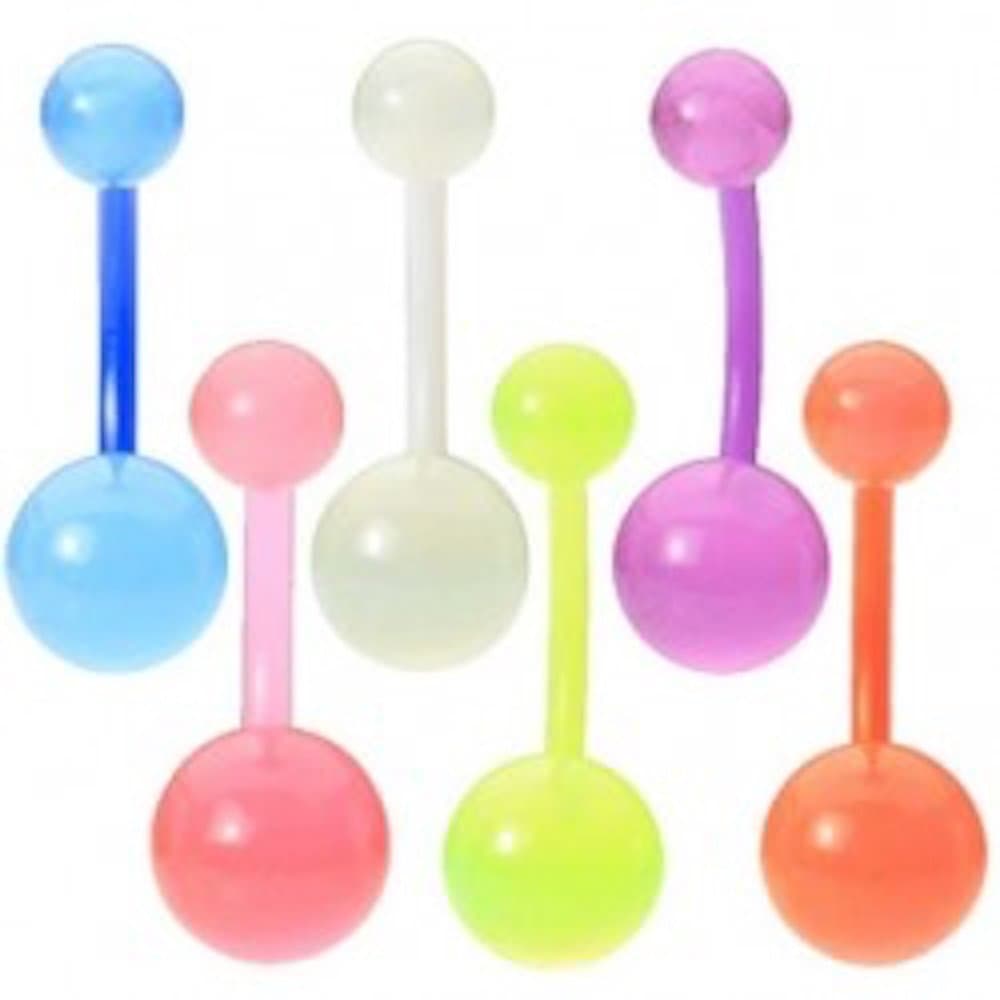 6-Pack Flexible Glow In The Dark Belly Button Rings