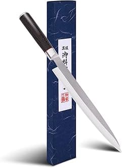 Sumteene Sushi Knife 9.8 inches, Sashimi Knife with High Carbon Stainless Ste...