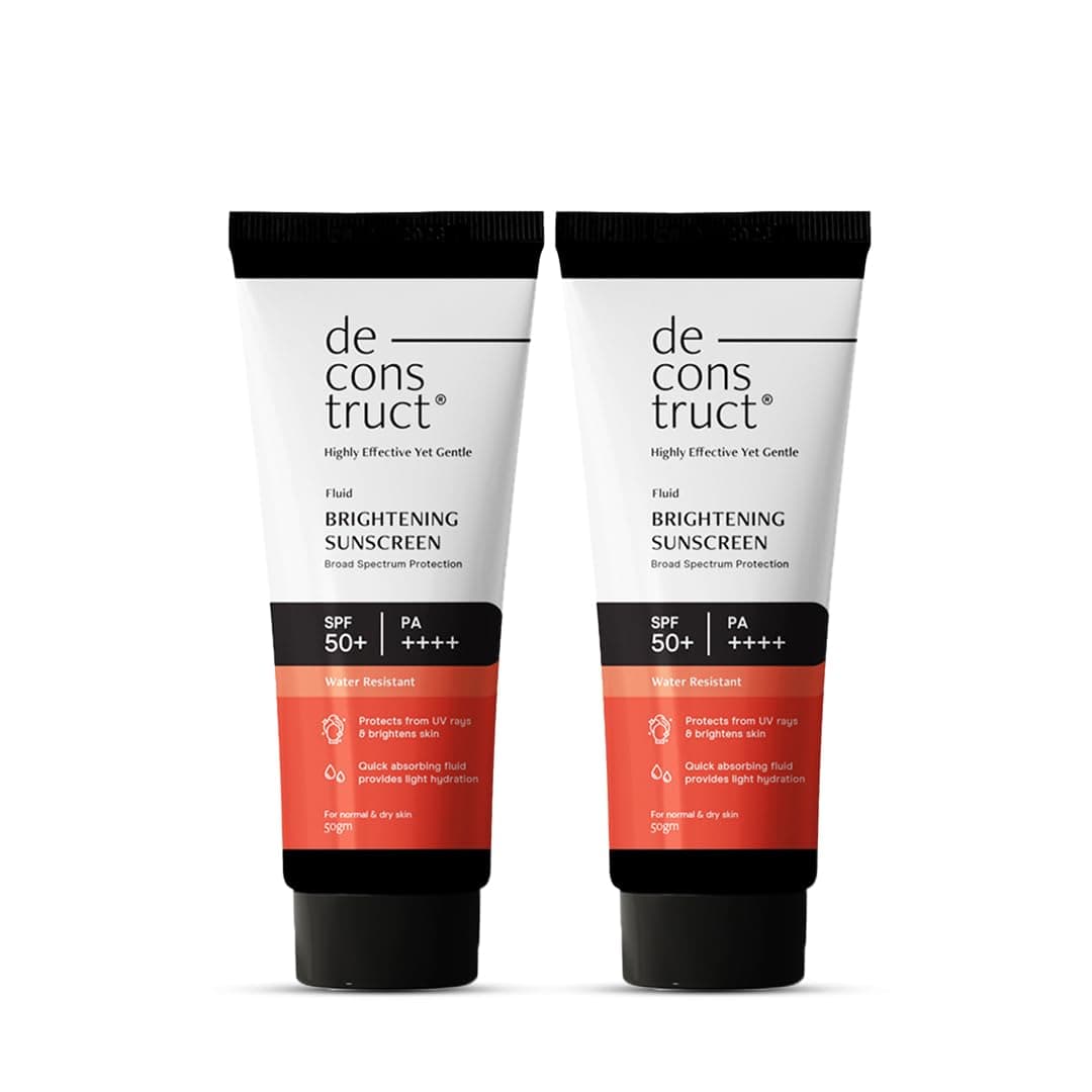 Deconstruct Fluid Sunscreen SPF 50+ PA++++ | Sunscreen with Niacinamide 50g | Pack of 2