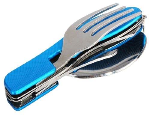 Ppmart Foldable Knife, Spoon & Fork Set (Blue)