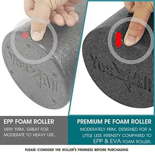 Yes4All Medium Firm Round PE Foam Roller 12, 18, 24, 36 Inches for Pilates, Yoga, Stretching, Balance & Core Exercises