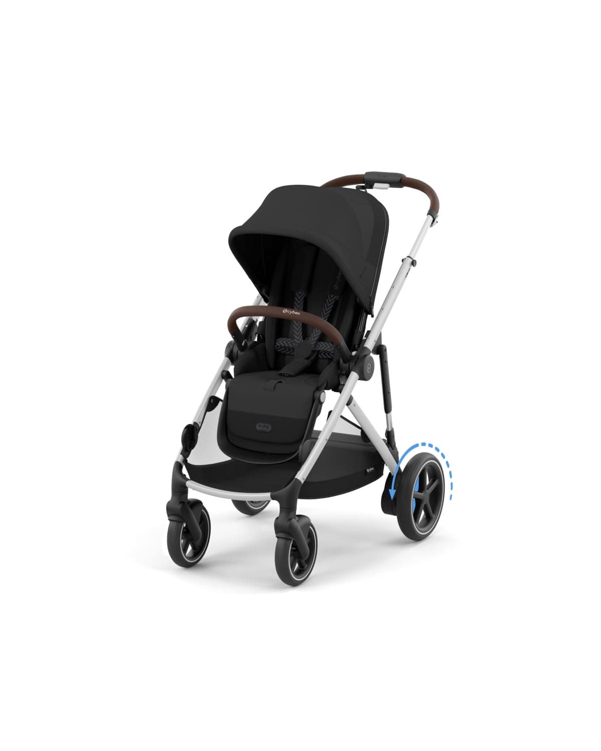 Cybex e-Gazelle S Electronic Assist Stroller – Gazelle S Single-to-Double Electric Stroller, Smart Assist, Rocking Mode, 20+ Configurations & Compact Fold, Moon Black with Silver Frame