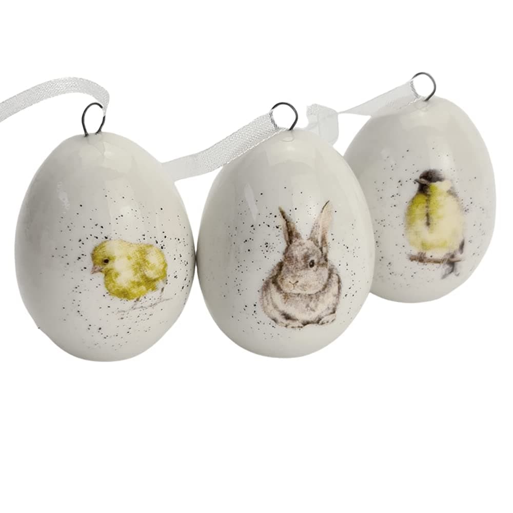 SINGLE 4.5cm Ceramic Watercolour Spring Animals Egg Shape Easter Tree Decoration