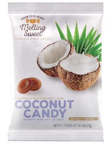 Melting Sweet Premium Individually Wrapped Coconut Hard Candy (4.4oz, Pack of 1)