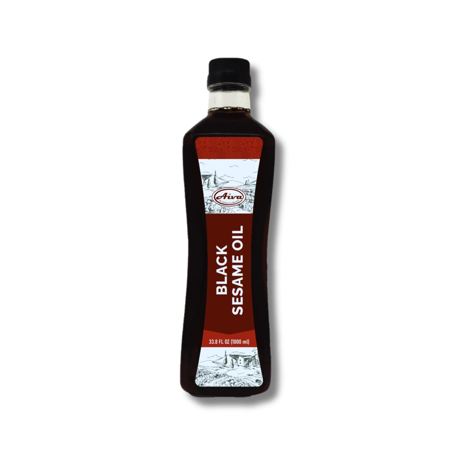 Aiva Black Sesame Oil Cold Pressed 33.8 FL OZ (1 Liter) Great for Cooking, Stir fry, Til oil[Amazon-developed Certification] Compact by Design