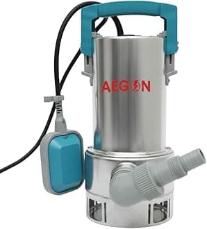 AEGON ASP1200 1.5 HP Stainless Steel Submersible Sewage Pump IPX8 with 1.8mtr Cable, Max Grain Size 35mm, 16000L/h, 2880RPM - Ideal for Dewatering Drains, Septic Tanks and Mud Sewer (Silver & Blue)