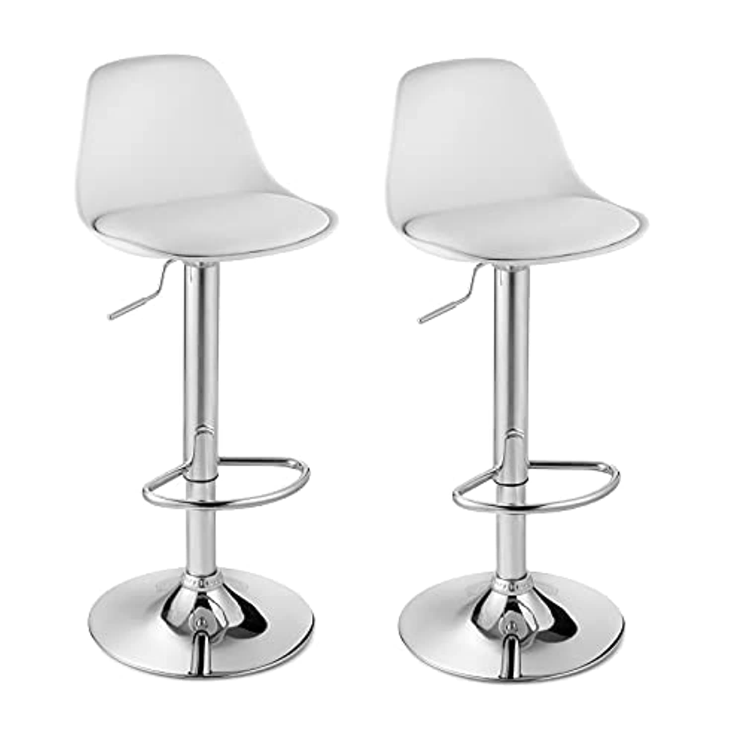 Bar Stool Chairs High Stool Chair Adjustable Stool For Counter Home Coffee, Pack Of 2 (White)