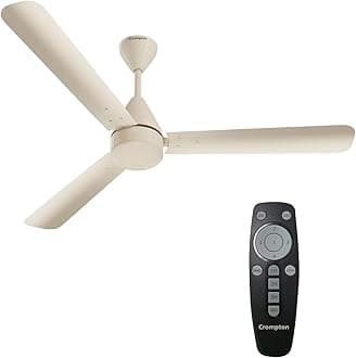 Crompton Energion Hyperjet 1200mm BLDC Ceiling Fan | Point Anywhere Remote Control | BEE 5 Star Rated Energy Efficient | Superior Air Delivery | Anti-Rust | 2 Year Manufacturer Warranty | Ivory