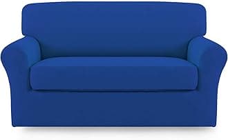 Easy-Going 2 Pieces Microfiber Stretch Sofa Slipcover – Spandex Soft Fitted Sofa Couch Cover, Washable Furniture Protector with Elastic Bottom Kids, Pet (Loveseat, Classic Blue)