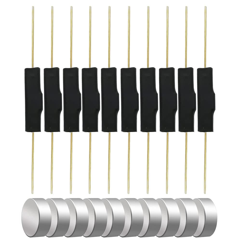 10pcs Plastic Reed Switch Reed Contact Normally Closed Magnetic Induction Switch with 10pcs Small Multi-Use Round Magnets