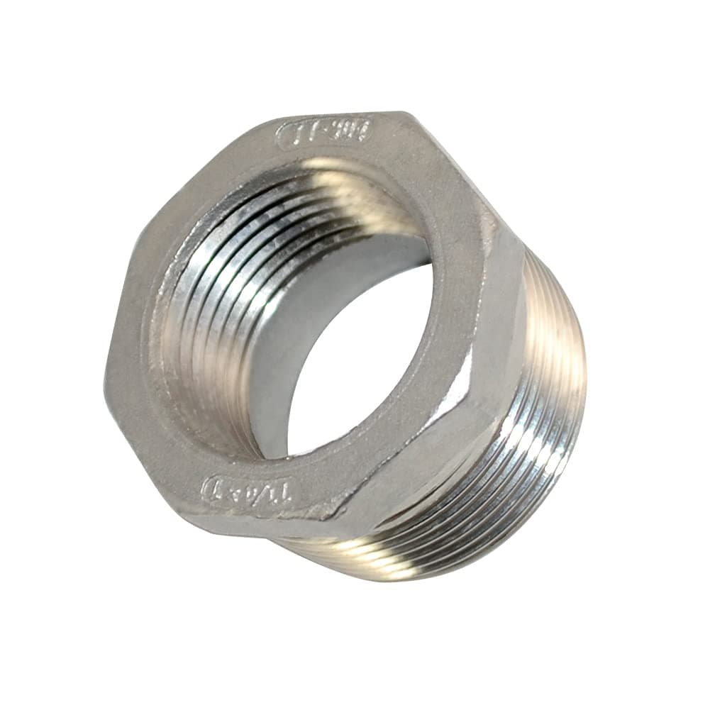 1-1/4" Male x 1" Female Thread Reducer Bushing Pipe Fitting, Adapter, Stainless steel SS 304 NPT