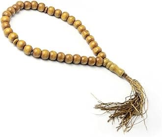 Kxnps 8mm Brown Sandalwood Prayer Beads, 33 Bead Islamic Tasbih Rosary, Unisex Adult Bracelet