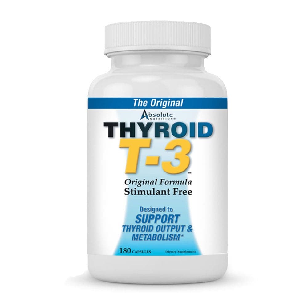 Absolute Nutrition Thyroid T-3 Radical Metabolic Booster, Energy & Focus Unflavored Thyroid Support Formula Capsules, Natural Metabolism Booster, Support Healthy Thyroid Function, 180 Capsules
