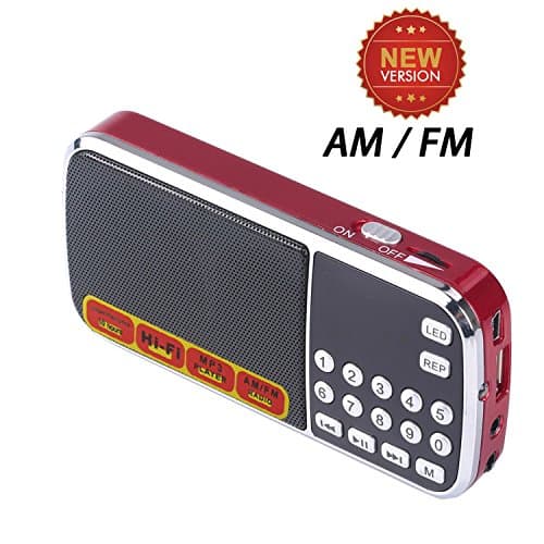 Leting Mini Digital Portable MP3 Music Player with Micro SD/TF USB Disk Radio Speaker. (088AM Red)