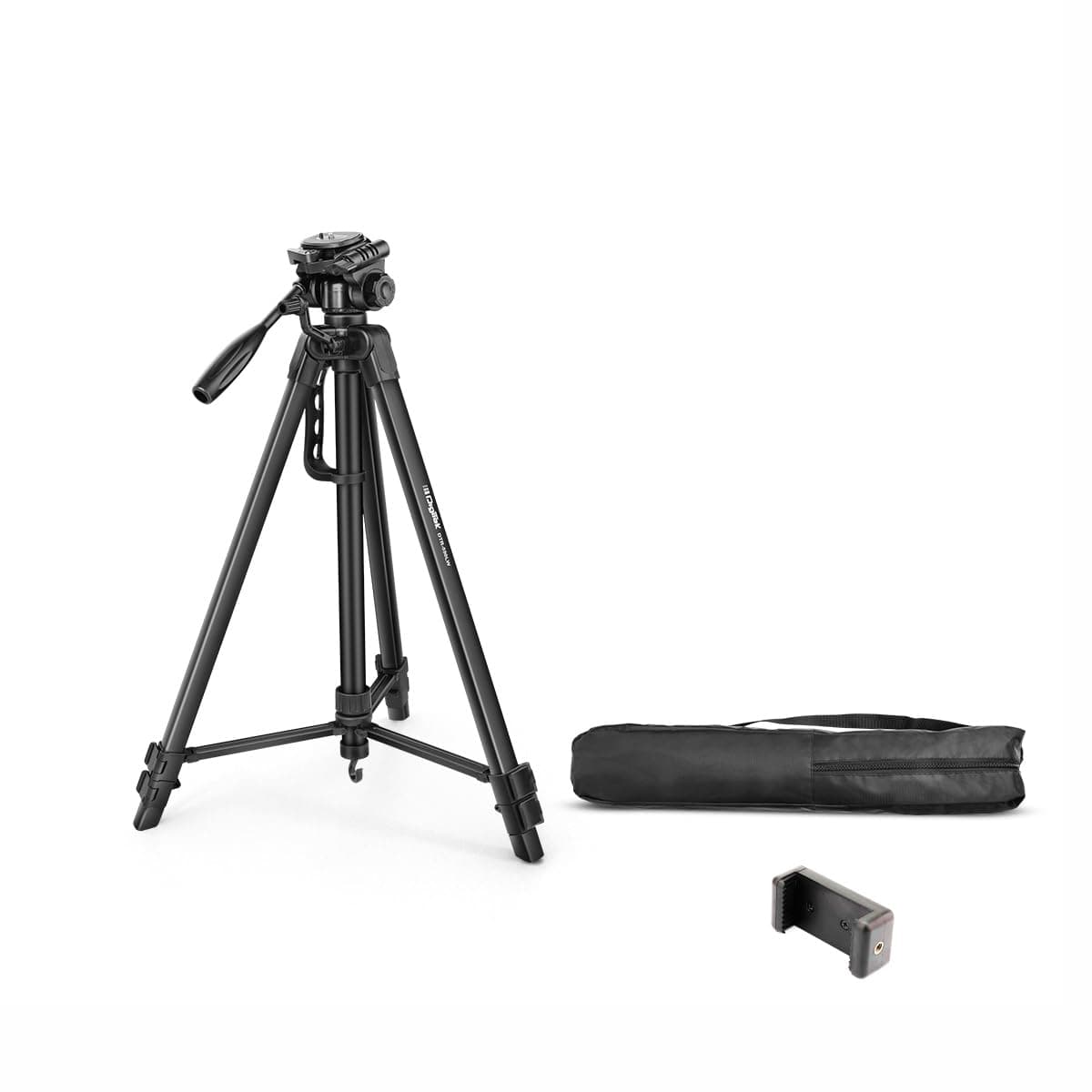 Digitek (DTR 550 LW 67 Inch Foldable Tripod Stand with Phone Holder & 360° Ball Head, 5kg Load Capacity, Aluminum Alloy Legs with Rubberized Feet & Flip Locks, Carry Bag, for Photo & Video Shoots