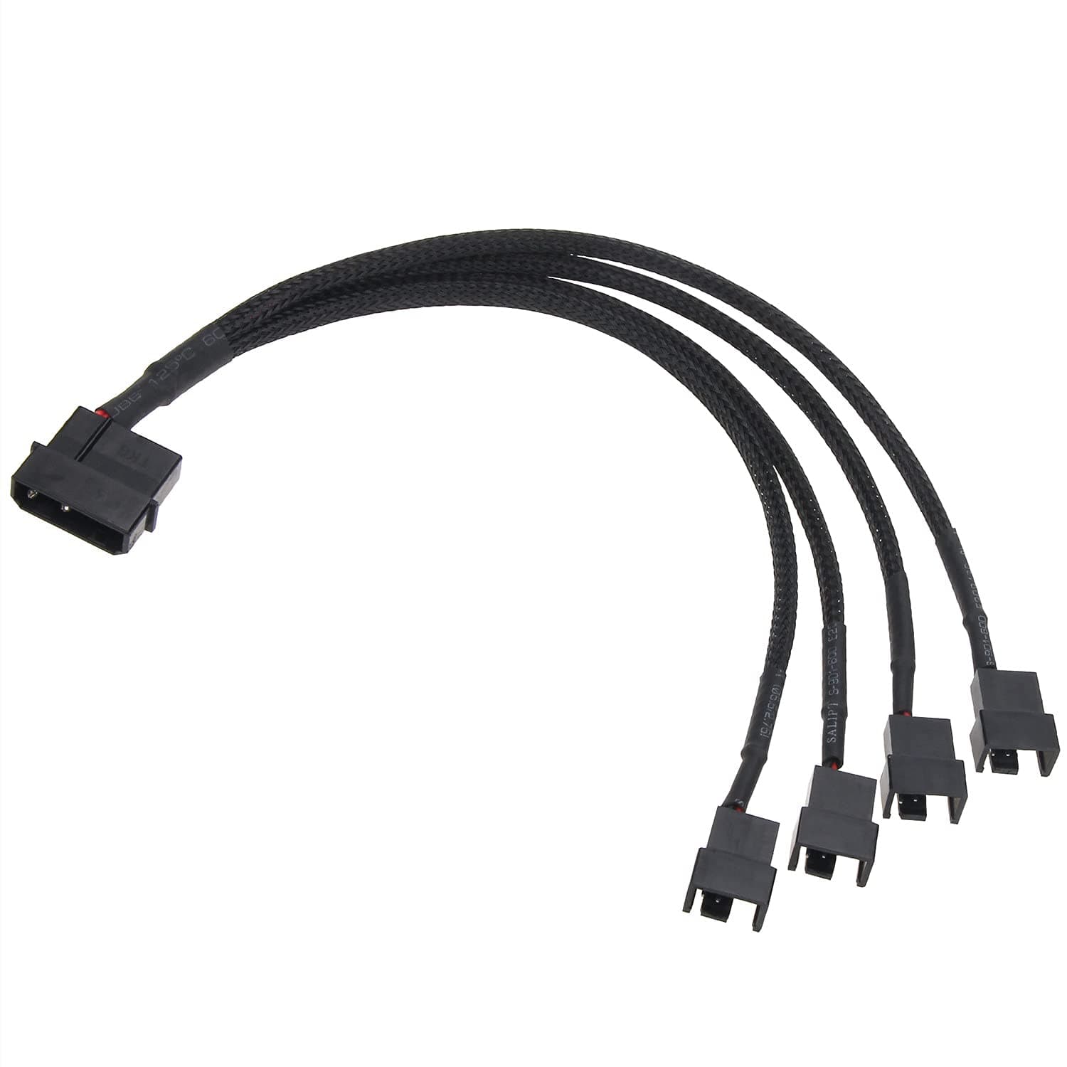 Molex to 3Pin/4Pin Fan Adapter, 12V PC Fan Adapter 4Pin Molex to 4 PWM Splitter Sleeved Braided Cable UIInosoo for 3 Pin or 4 Pin Computer PC Case Fan Power Supply 11 inch