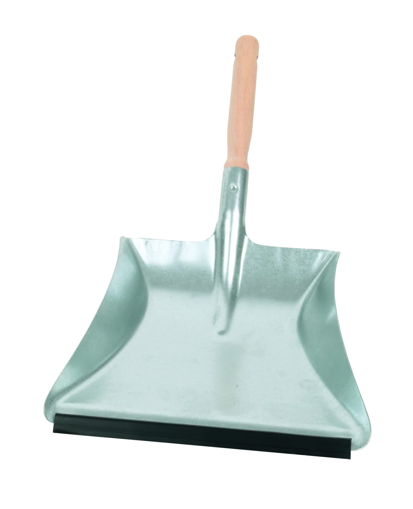 REDECKER Heavy Duty Steel Dust Pan, Zinc-Coated Black, Large Dustpan with Long 17-3/8-Inches Untreated Beechwood Handle, Made in Germany - Heavy Duty Dust Pan