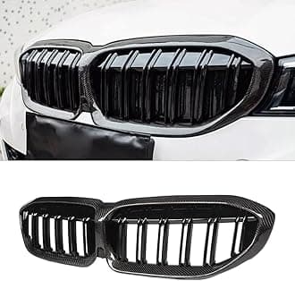 MAXDOM Replacement Front Upper Grill Fit for BMW (2019-2022) 3 Series G20 – Gloss Black Carbon Fiber Grille