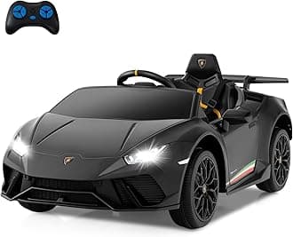 Licensed Lamborghini Huracan Ride on Car by INFANS, 12V Kids Electric Vehicle Battery Powered Toy with Remote Control, LED Lights, Spring Suspension, Bluetooth, MP3, Aged 3-8 Years (Black)