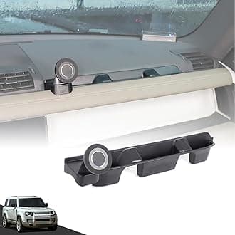Co-pilot Front Organizer Tray Compatible with L@nd Rover Defender 90/110/130 2020-2025 Accessories, Dashboard Side Storage Box ABS Black (With Phone Holder (B))